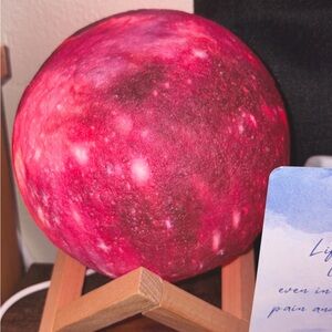 Stellar Red Galaxy Lamp with Wooden Stand